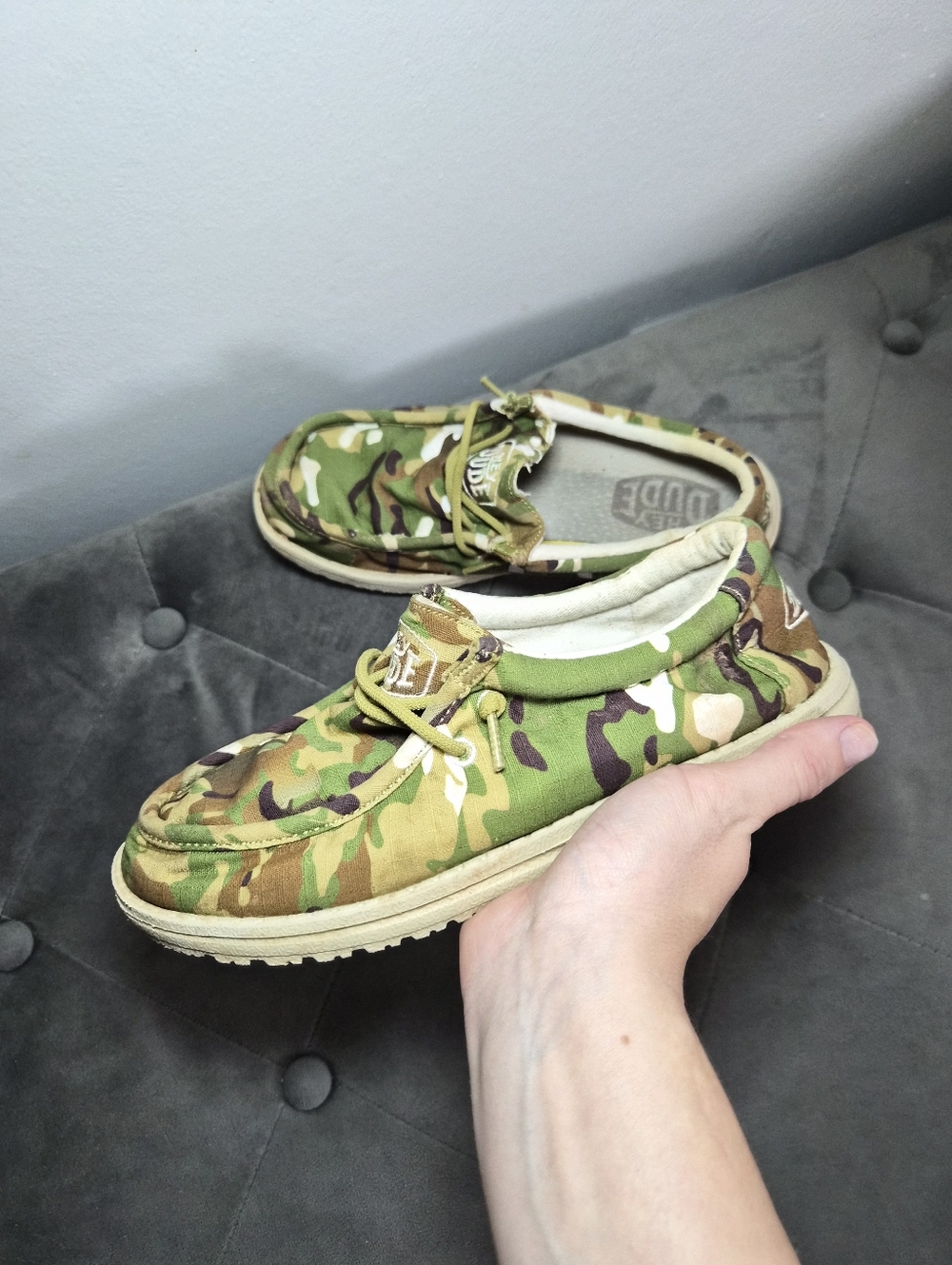 Kids Camo Slip-On Canvas Shoes - Green Camo